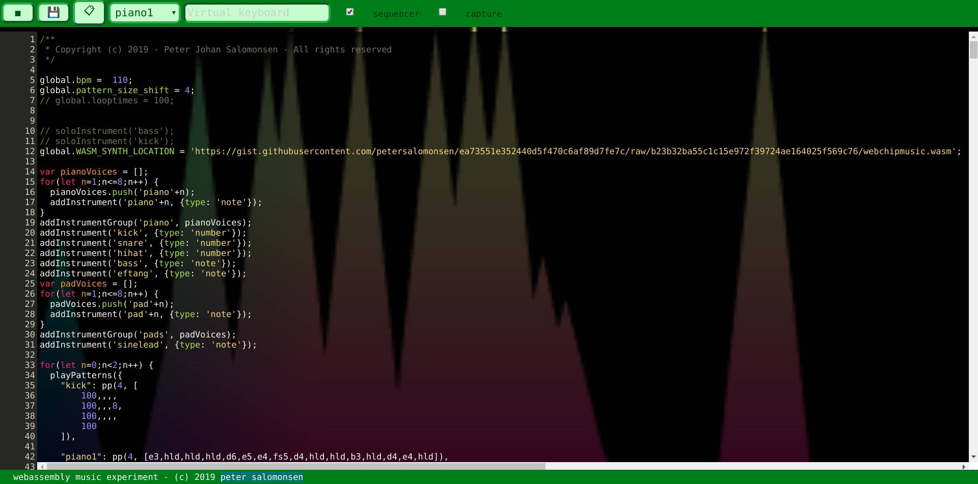 WebAssembly Music Experiment - Peter Salomonsen logo